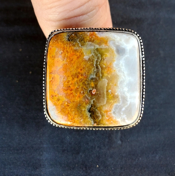 New Huge Bumblebee Jasper 925 Silver Ring. - Picture 2 of 15